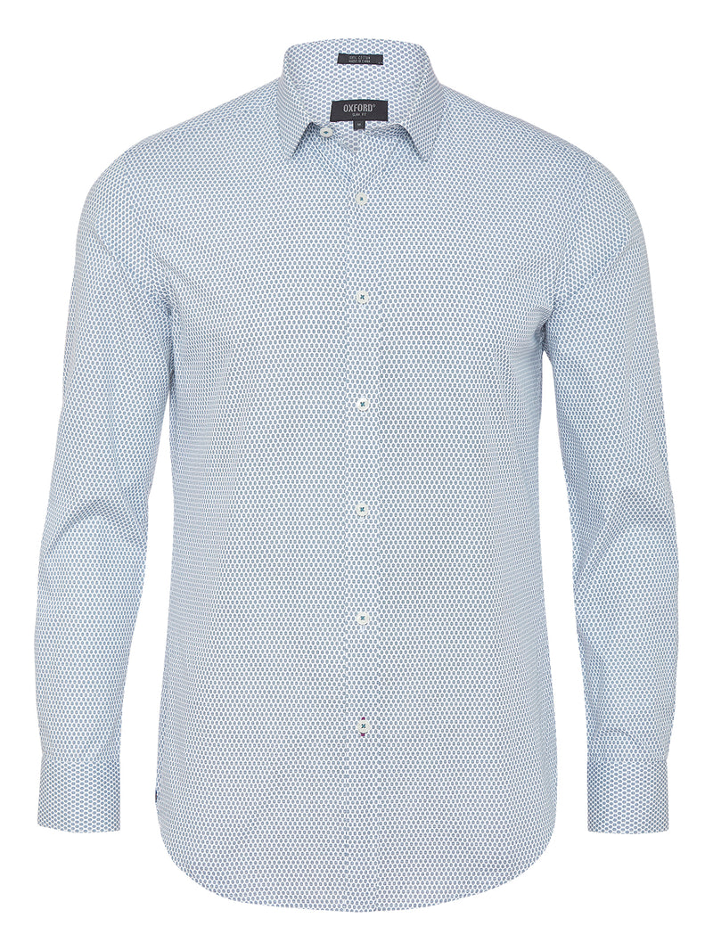 KENTON PRINTED SHIRT LEAD BLUE