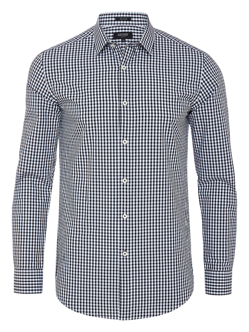 KENTON SELF SQUARE SHIRT CHARCOAL/WHITE