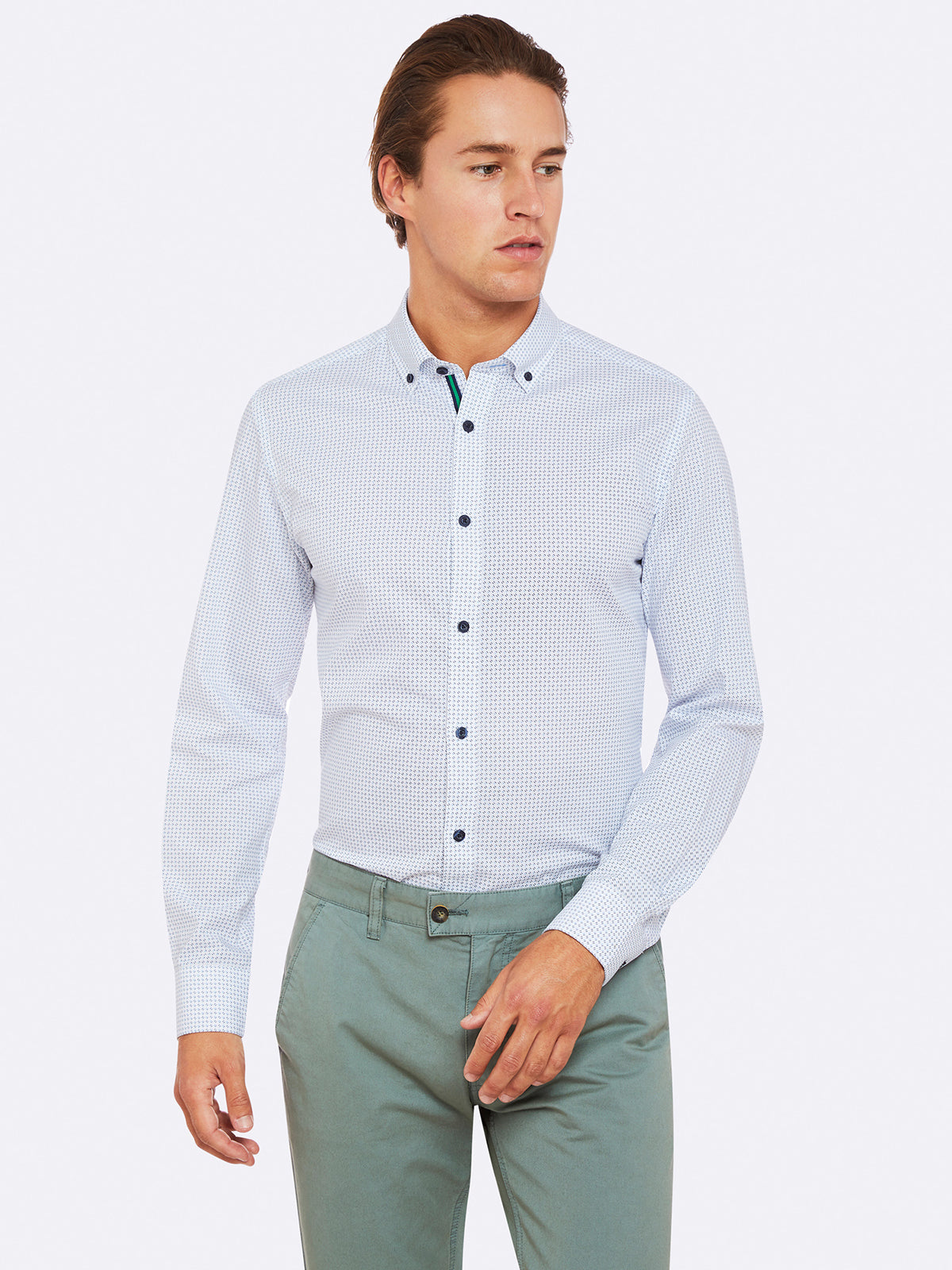 STRATTON PRINTED SHIRT WHITE/BLUE