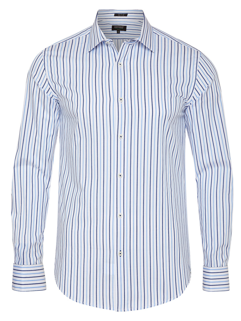 BECKTON FRENCH CUFF STRIPED SHIRT BLUE