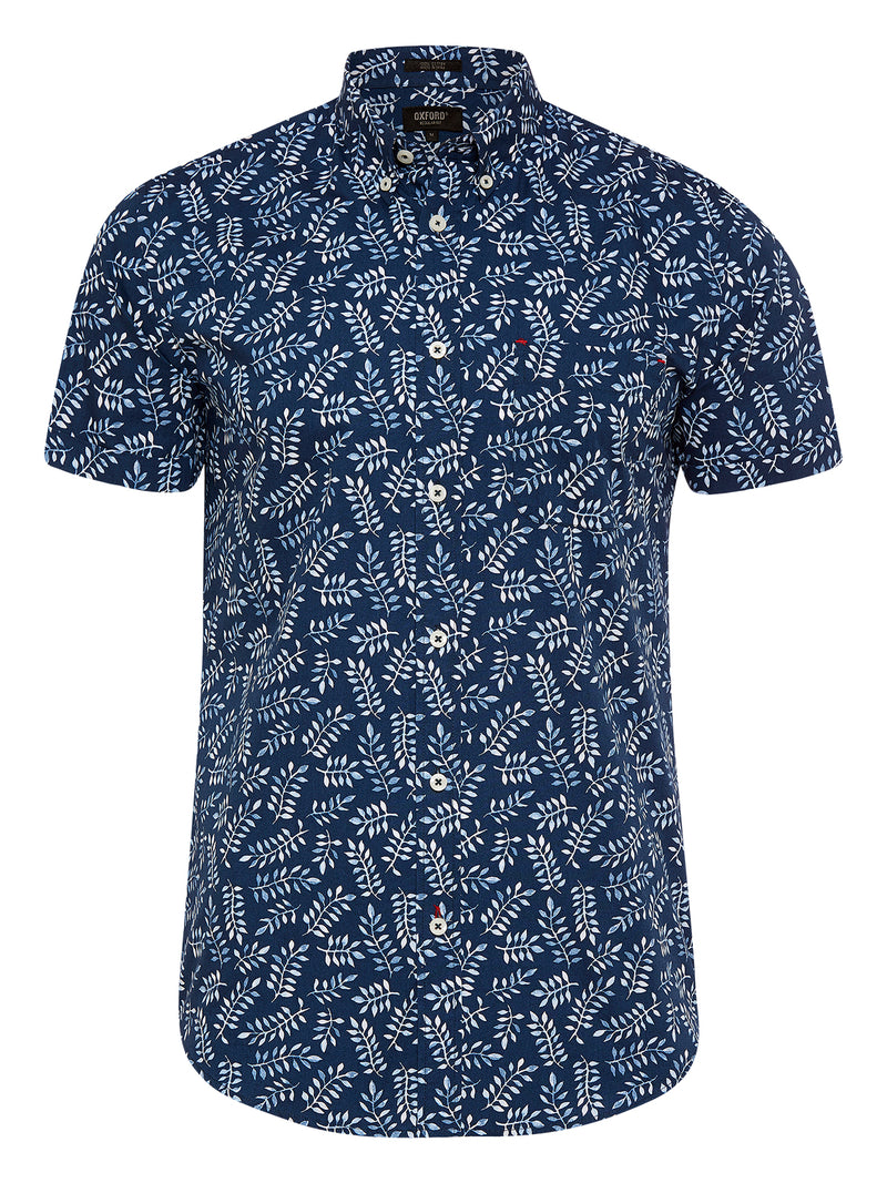 TOTTENHAM LEAVES PRINT S/S SHIRT NAVY