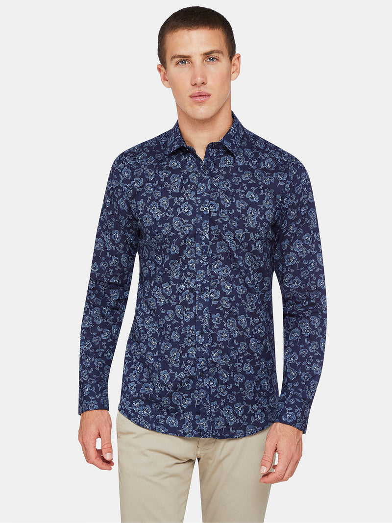 KENTON FLORAL PRINT SHIRT NAVY