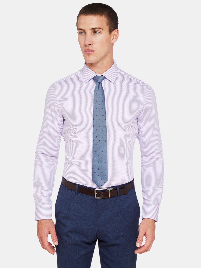 BECKTON DOBBY STRIPED SHIRT LILAC