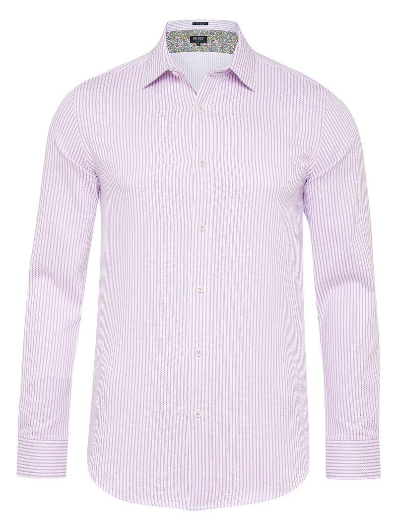 BECKTON DOBBY STRIPED SHIRT LILAC