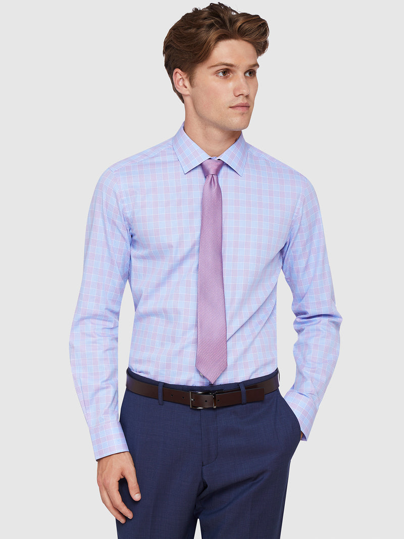 BECKTON CHECKED SHIRT PURPLE/SKY