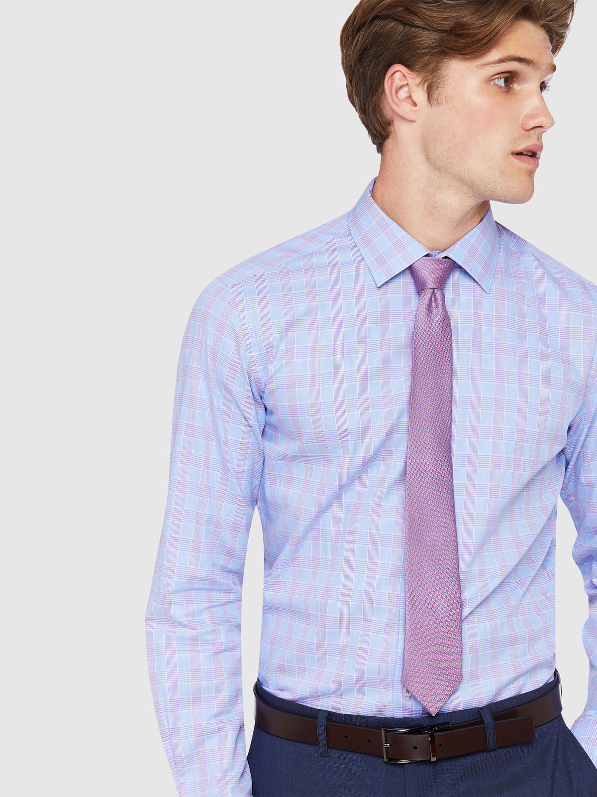 BECKTON CHECKED SHIRT PURPLE/SKY