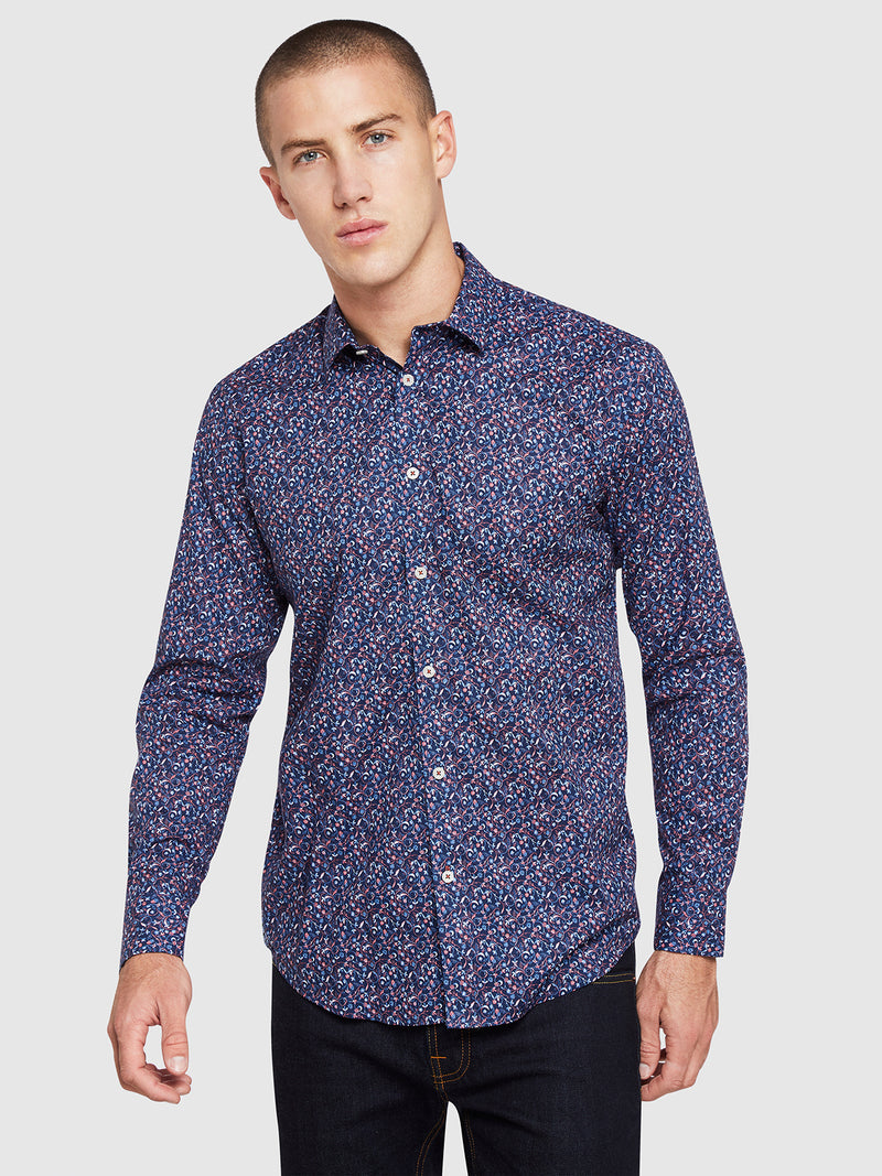 KENTON FLORAL PRINTED SHIRT NAVY