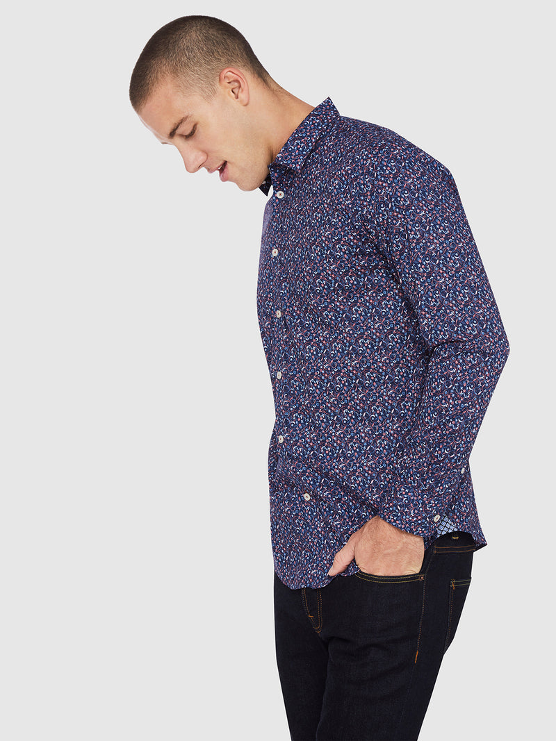 KENTON FLORAL PRINTED SHIRT NAVY