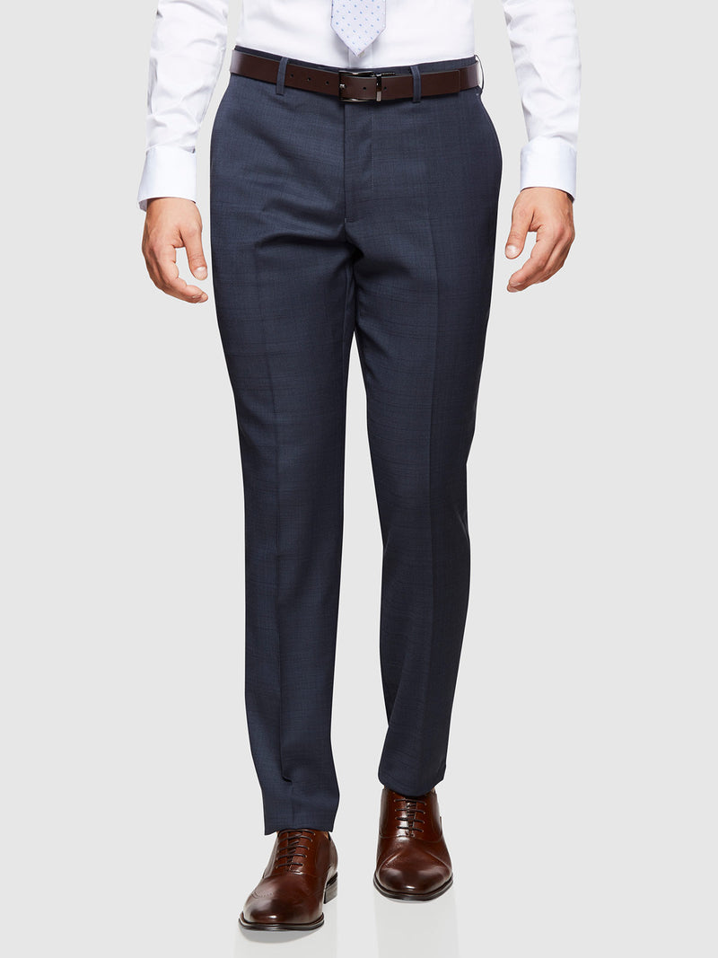 HOPKINS WOOL LYCRA SUIT TROUSERS NAVY