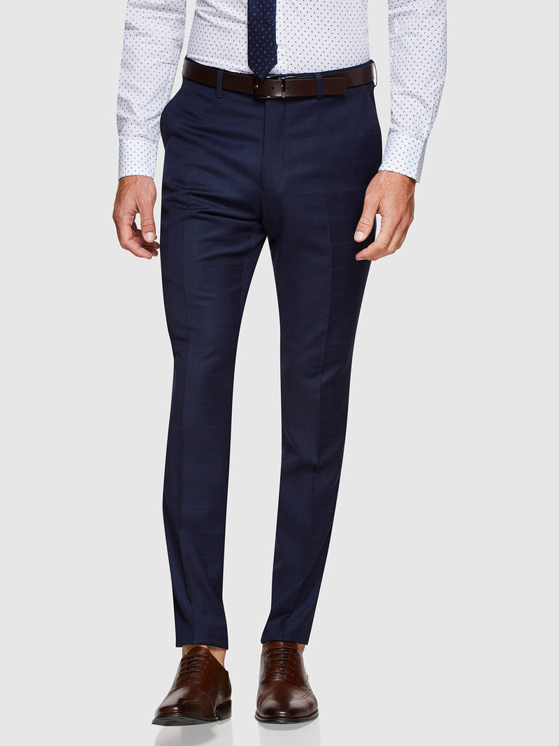 HOPKINS WOOL BLEND SUIT TROUSERS NAVY