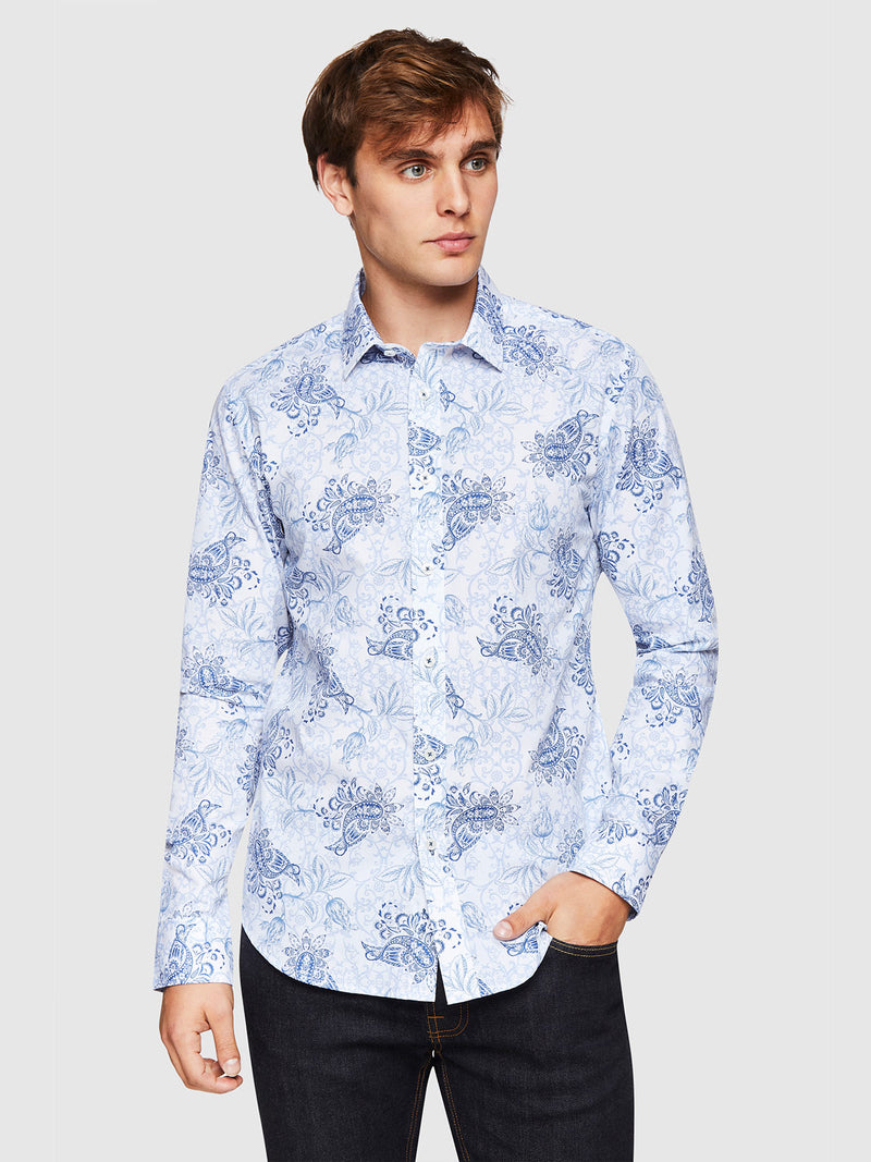 KENTON FLORAL PRINTED SHIRT BLUE