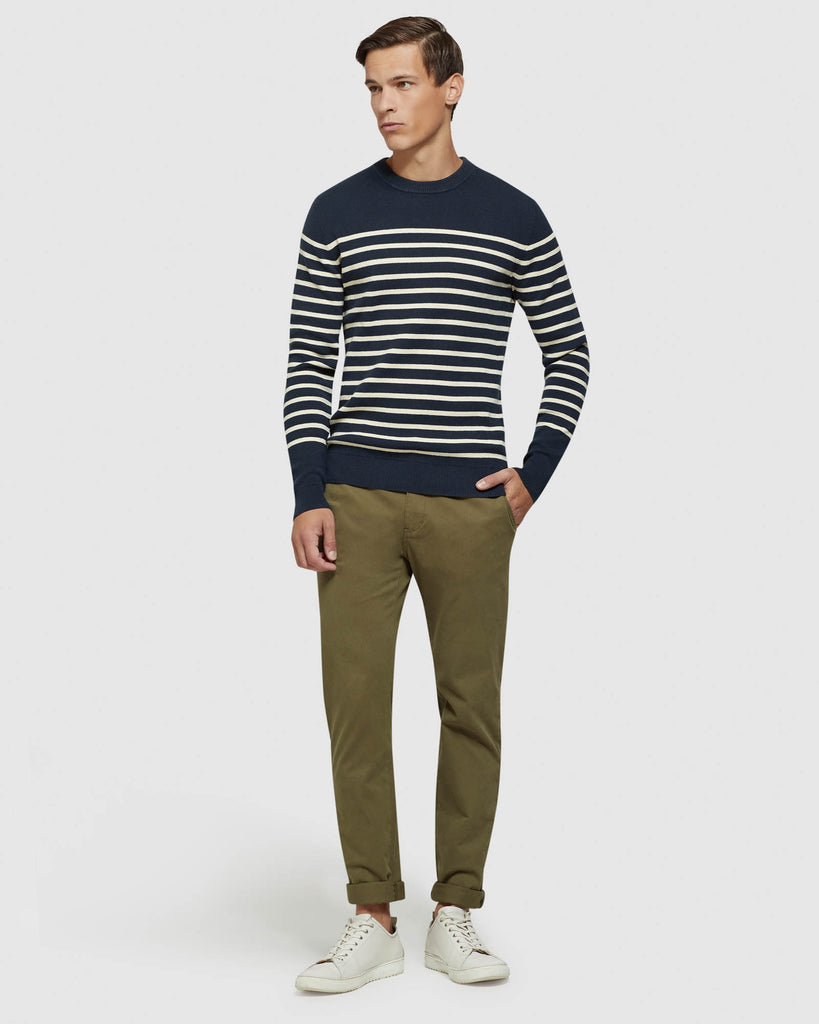 WYATT STRIPED CREW NECK KNIT – Oxford Shop