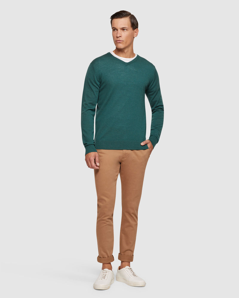 V-NECK PURE MERINO WOOL PULLOVER MENS KNITWEAR