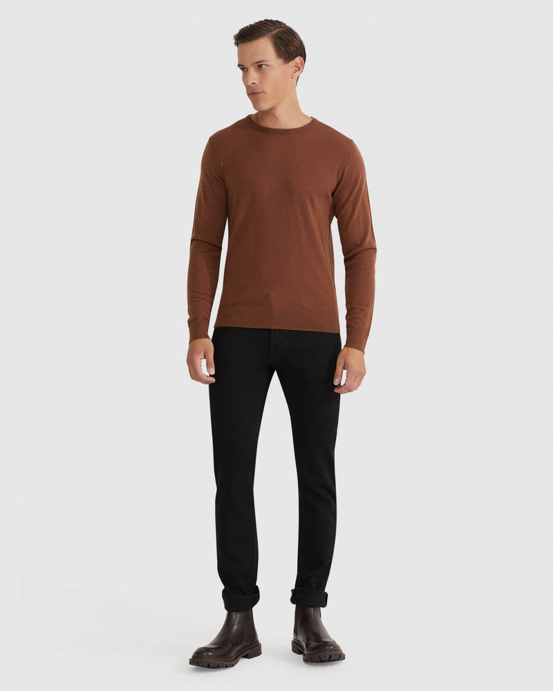 MERINO CREW NECK KNITTED PULLOVER MENS KNITWEAR