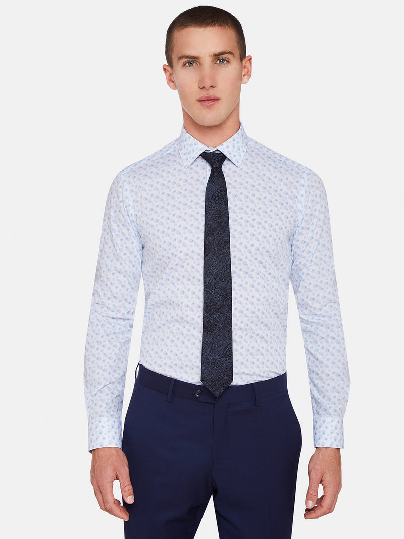 BECKTON PRINTED LUXURY SHIRT BLUE