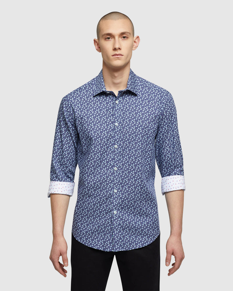 KENTON FLORAL PRINTED LUXURY SHIRT NAVY