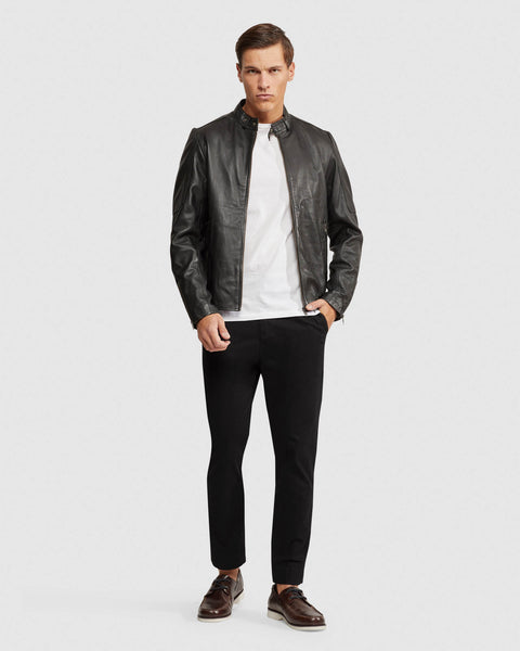 Distressed Black Leather Blazer For Men | The Genuine Leather
