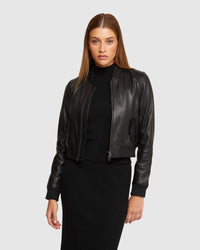 BETTY LEATHER BOMER WOMENS SUITS JKTS COATS