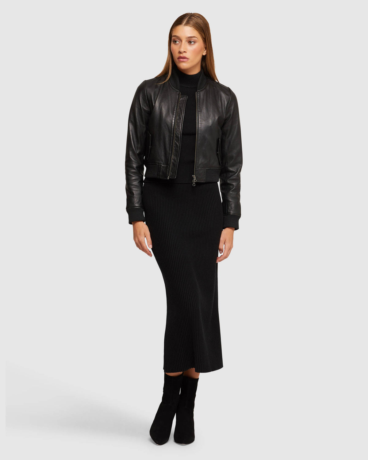 BETTY LEATHER BOMER WOMENS SUITS JKTS COATS