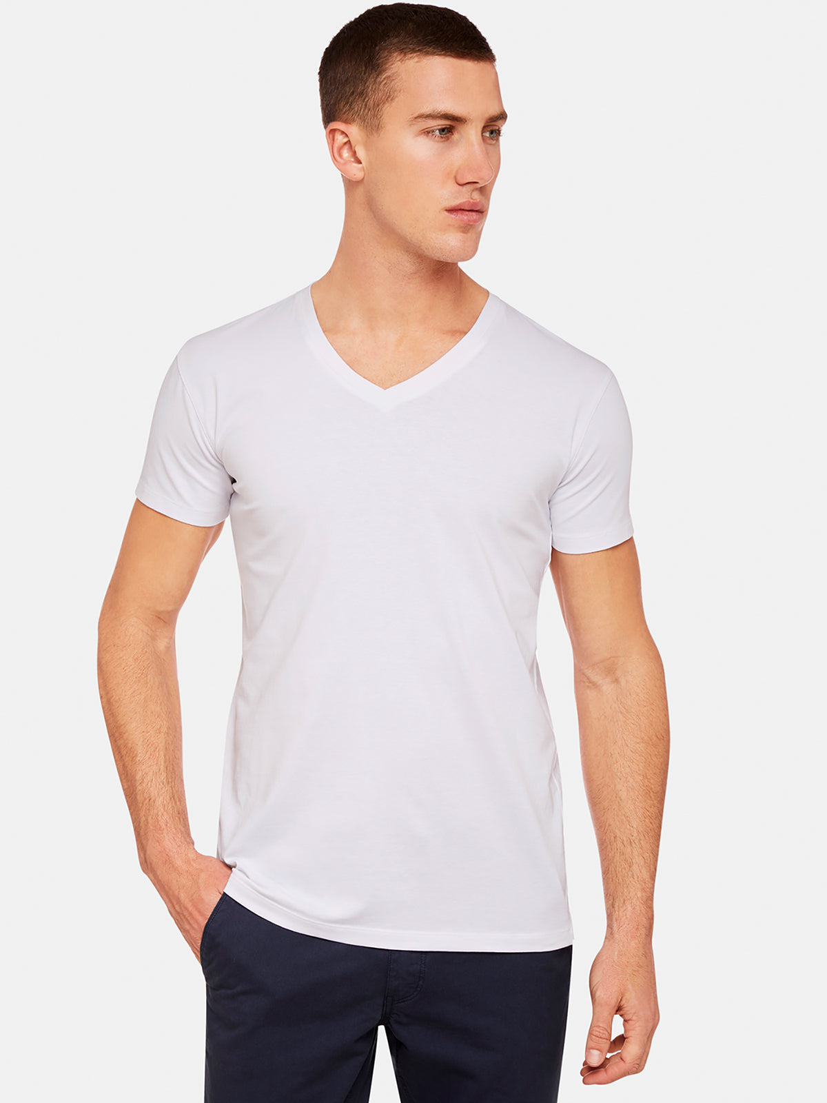 PETER STRETCH V-NECK T-SHIRT