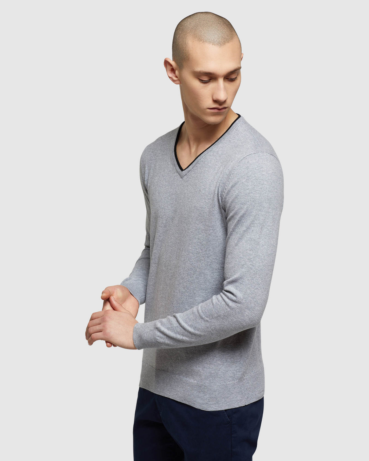 Slim Fit Crew-Neck Pullover with Contrast Tipping