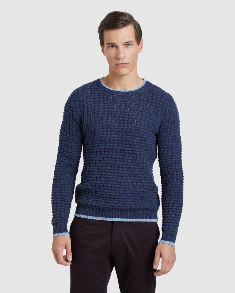 TOMMY WAFFLE CREW NECK KNIT MENS KNITWEAR