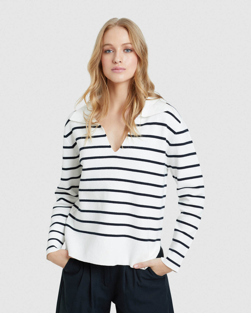 ALISON COTTON STRIPED KNIT WOMENS KNITWEAR