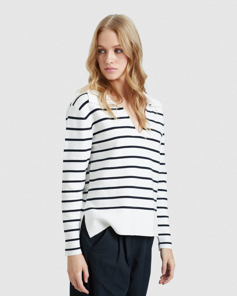 ALISON COTTON STRIPED KNIT WOMENS KNITWEAR