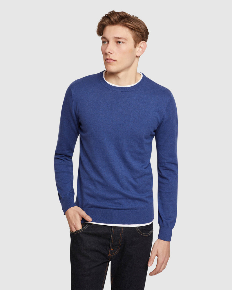 CREW NECK COTTON CASHMERE PULLOVER MENS KNITWEAR