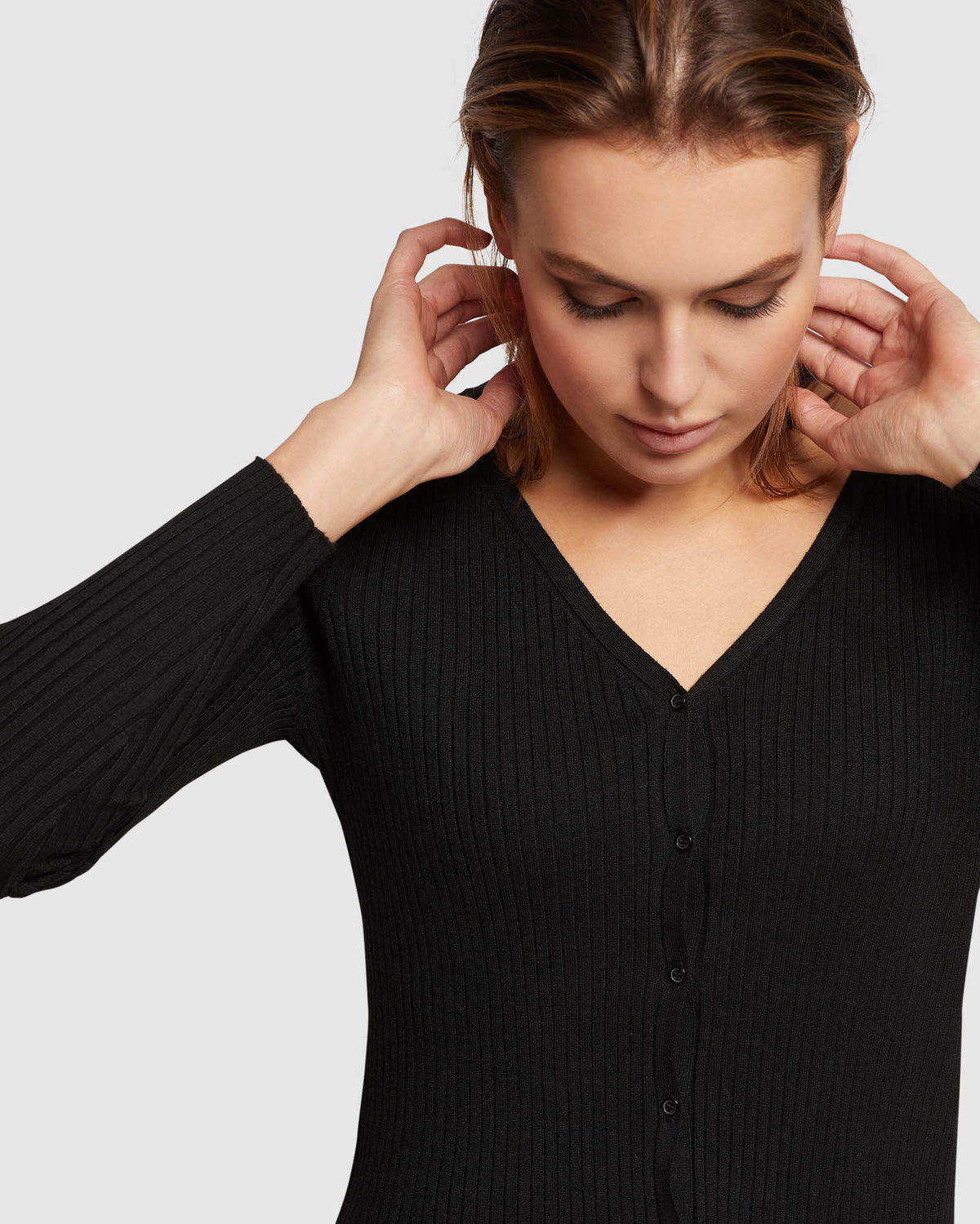 Womens black sales ribbed cardigan