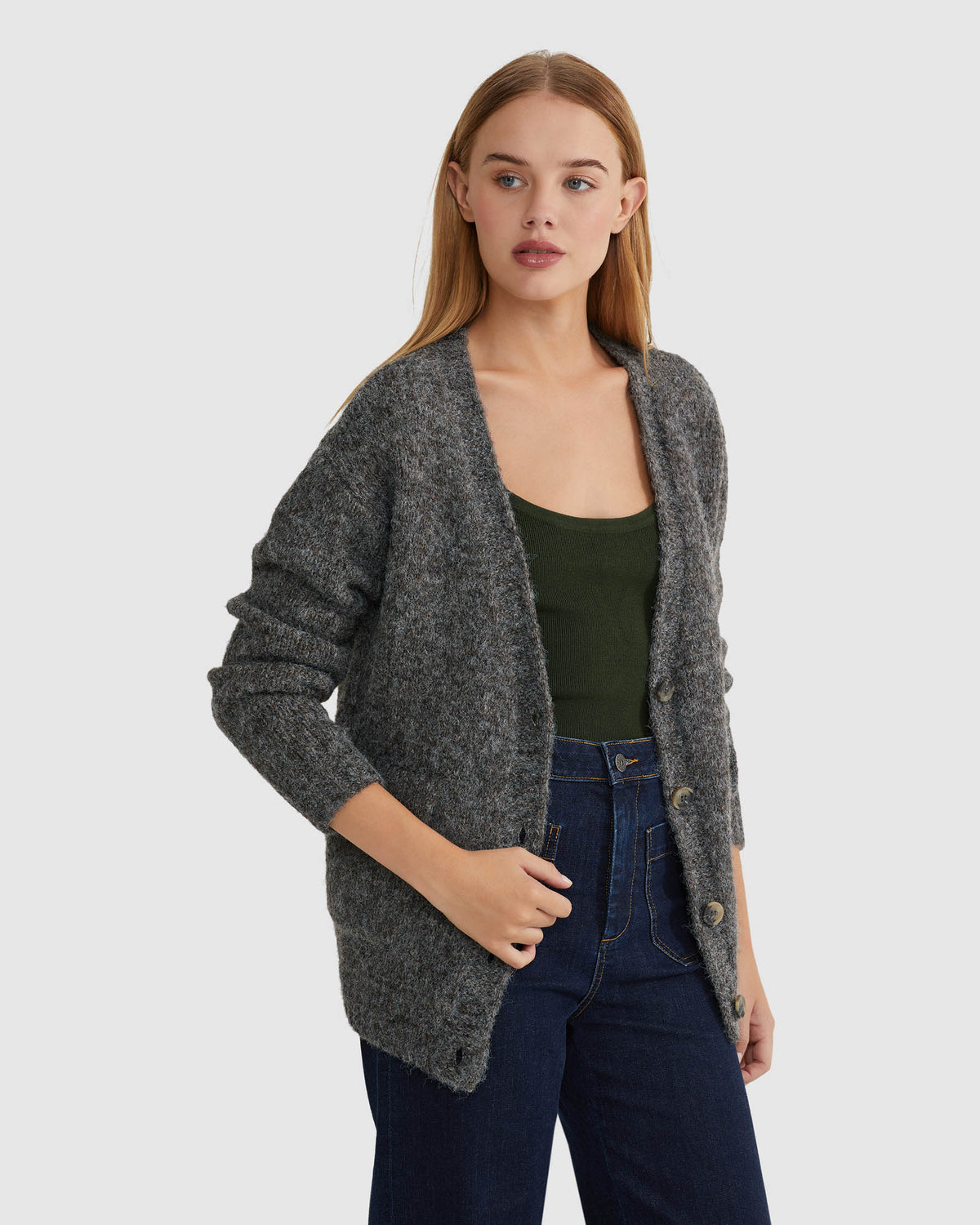 Dark grey hot sale cardigan womens