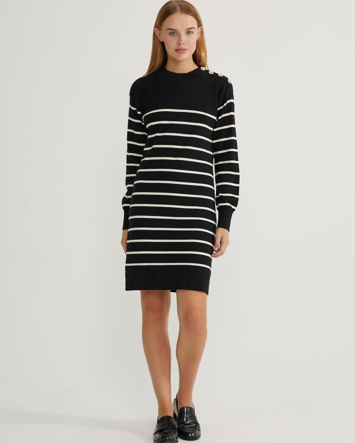 Black and white deals striped jumper dress