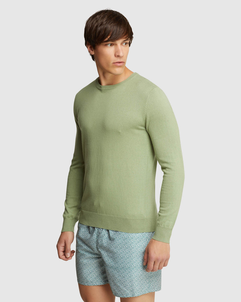 CREW NECK COTTON CASHMERE PULLOVER