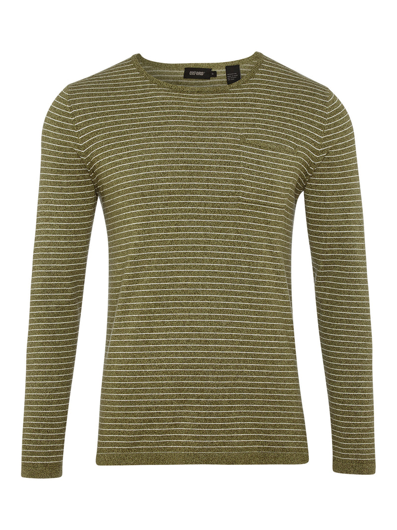 DANIEL STRIPE PULLOVER KHAKI/WHT