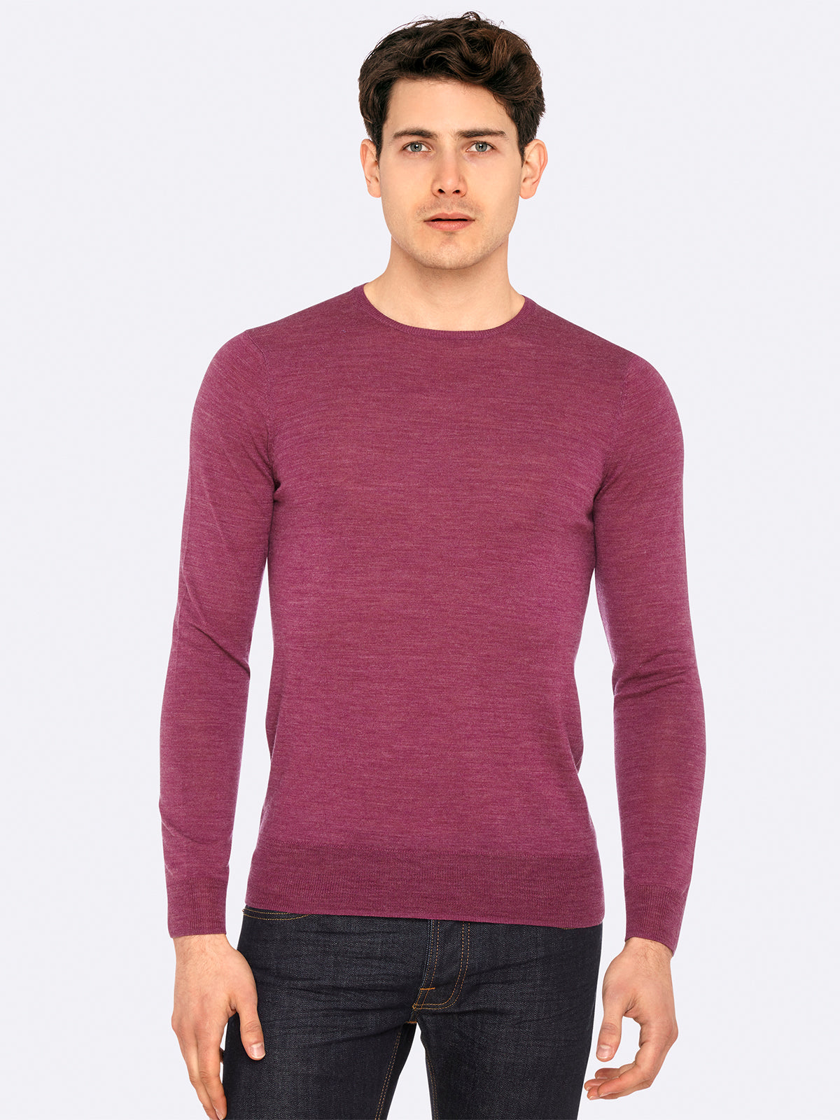 MERINO WOOL CREW PULLOVER BERRY