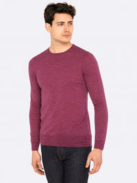 MERINO WOOL CREW PULLOVER BERRY