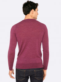 MERINO WOOL CREW PULLOVER BERRY