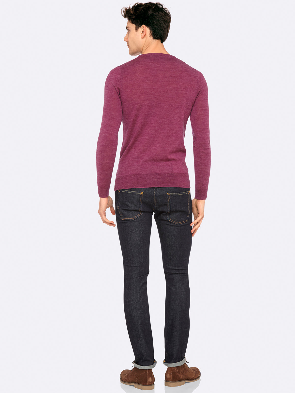 MERINO WOOL CREW PULLOVER BERRY