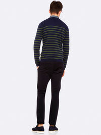 BRADEN STRIPED CREW NECK KNIT CHARCOAL