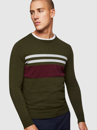 OTTO BLOCK STRIPE CREW NECK KNIT