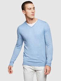 WOOL VISCOSE V-NECK KNIT