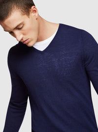 WOOL VISCOSE V-NECK KNIT