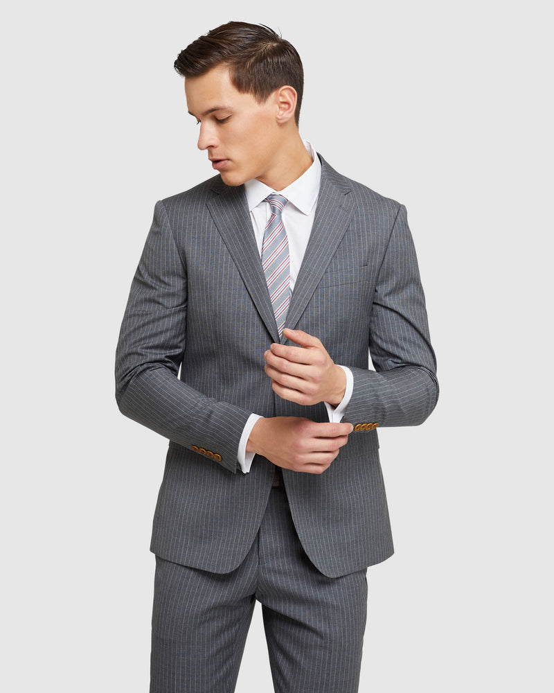 BYRON ITALIAN WOOL STRIPED JACKET GREY STRIPE