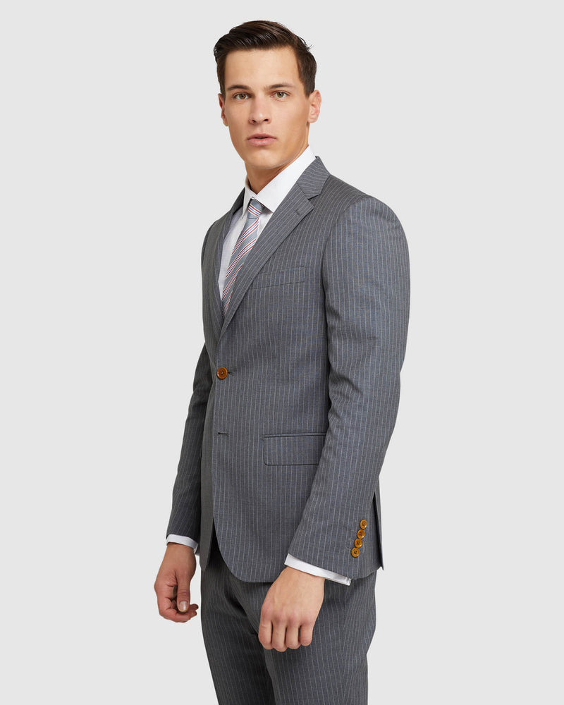 BYRON ITALIAN WOOL STRIPED JACKET GREY STRIPE