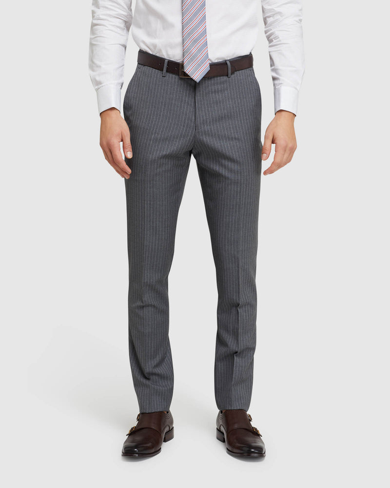 BYRON ITALIAN WOOL STRIPED TROUSERS GREY STRIPE