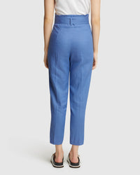 SLOANE LINEN PAPERBAG PANTS BLUE