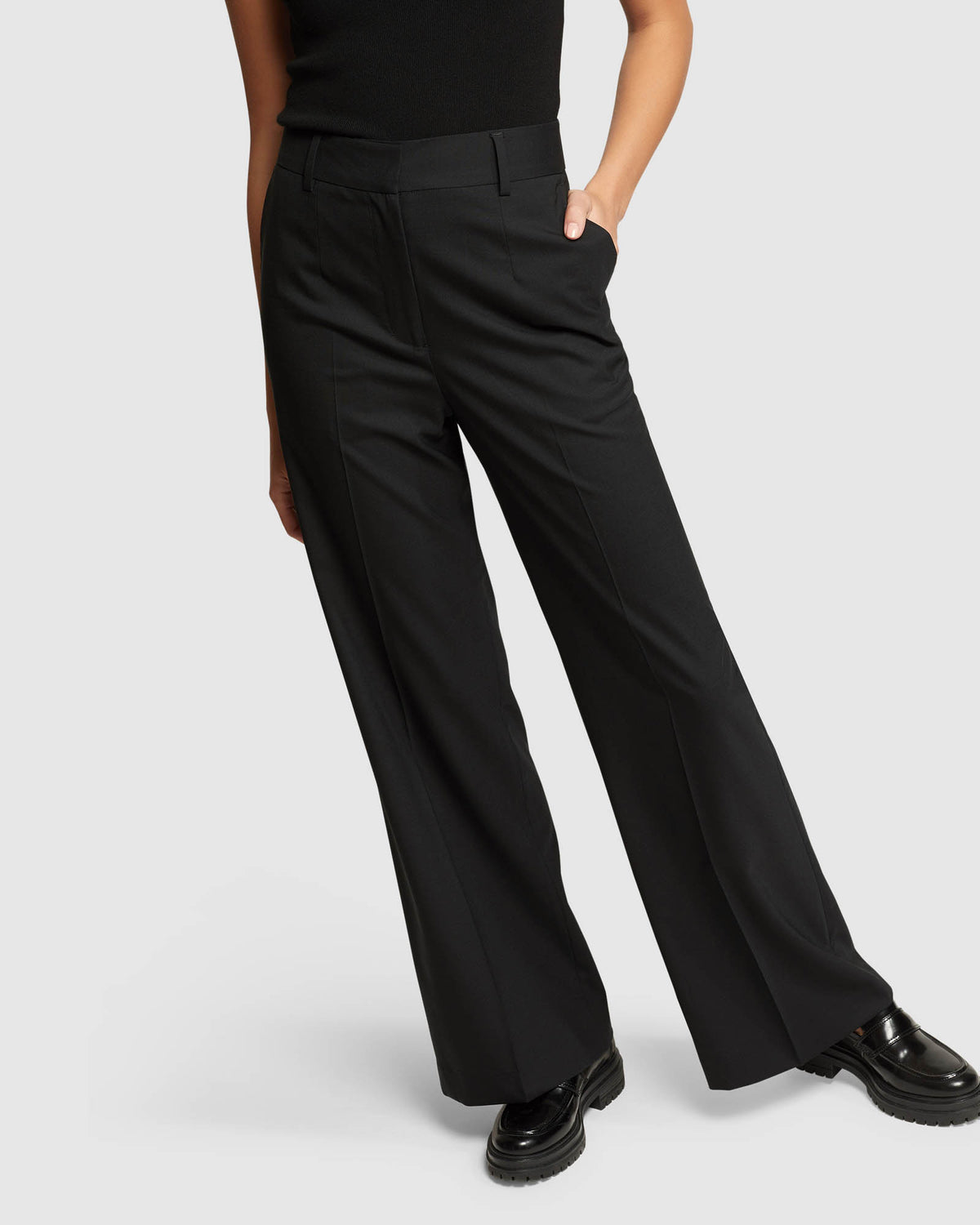 Express Wide Leg Super High Rise Tuxedo Dress Pants Black Women Size 0 3  Buttons