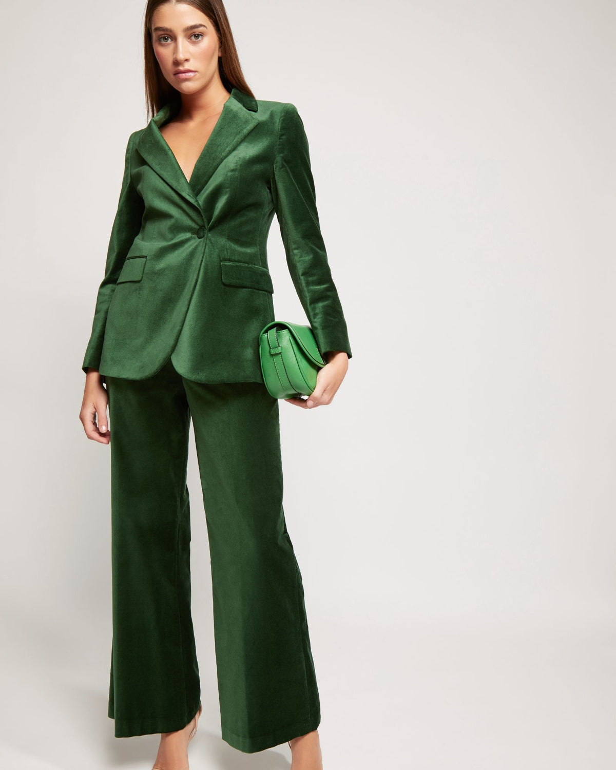 Velvet Dark Green Trouser Suit LSTV07723