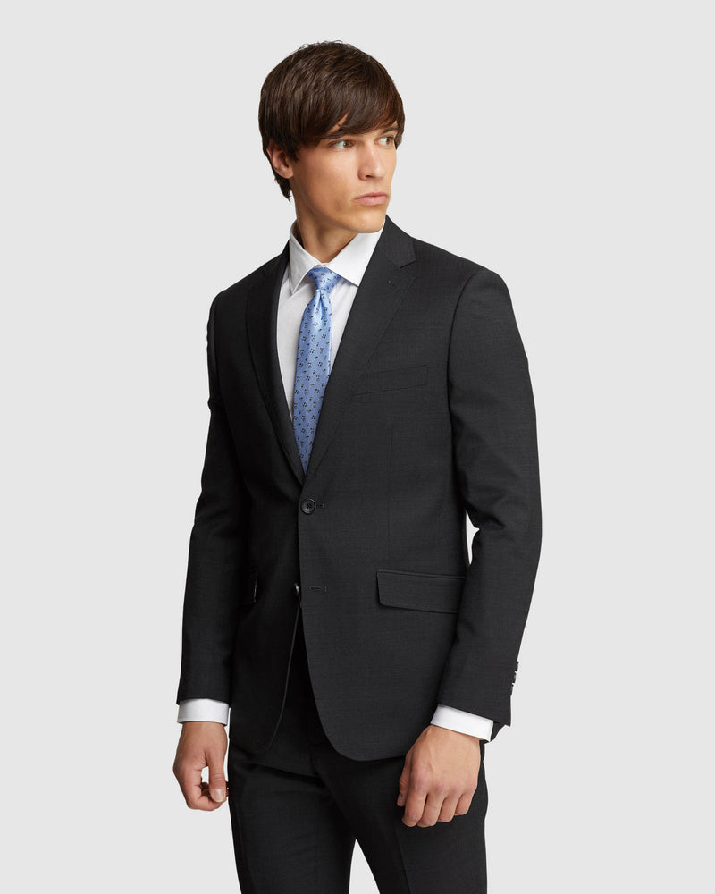 N.HOPKINS WOOL SUIT JACKET CHARCOAL