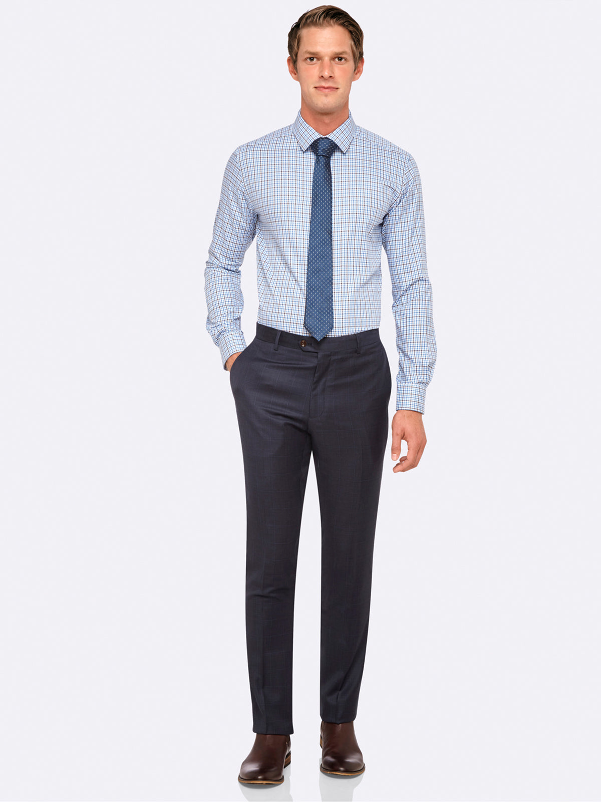 MARLOWE WOOL SUIT TROUSERS BLUE